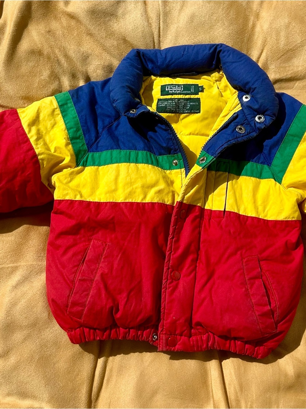 Polo by Ralph Lauren Kids Colorblock Puffer Jacket - Red, Yellow, Blue, Green